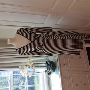 Banana Republic Womens Black/White Striped Stretch Midi Wrap Dress Size M